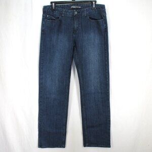 Prana Straight Leg Jeans Womens Size 8 Mid Rise Dark Wash Blue Stretch Denim